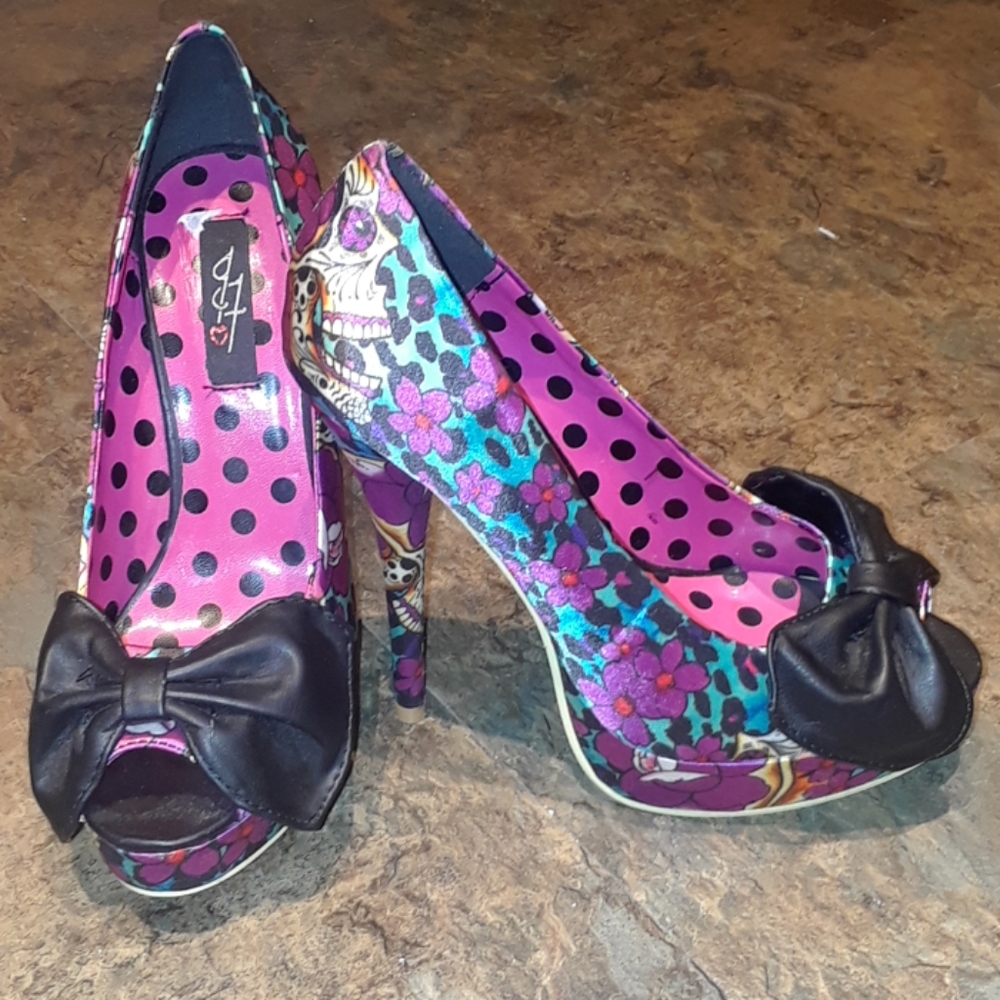 Sugar Skull & Bow Heels